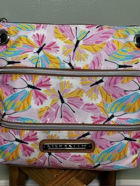 Lily bloom crossbody canvas Butterfly Purse triple-zipper Eco-Friendly Strap NEW